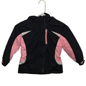 Girl’s 3T Healthtex Black Pink White Hooded Coat